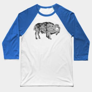 Wild Bison Silhouette Baseball T-Shirt